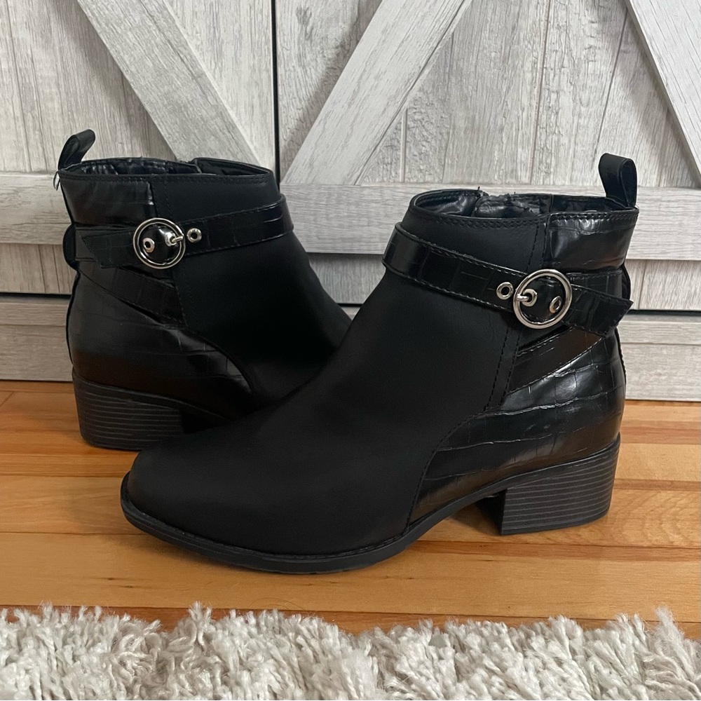Wide Width Black Ankle Booties